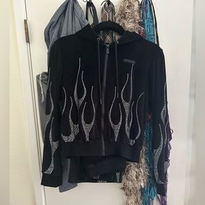 Namilia rhinestone flame velour tracksuit